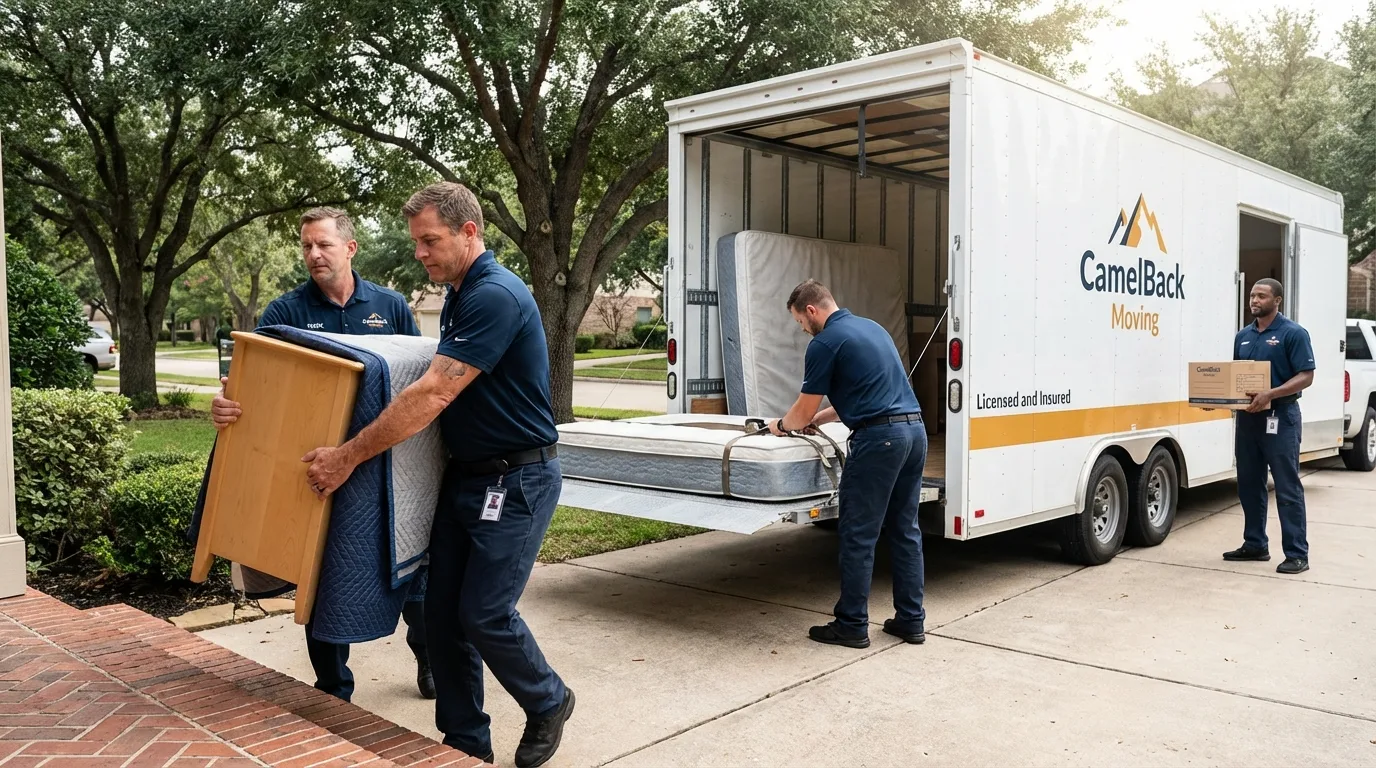 Crew loading residential truck for cross-state move from Dunellen, NJ